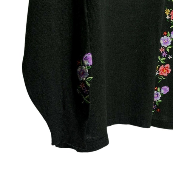 Vintage Adee of California Women's Size XL Floral Embroidered Sweater Rose Daisy - Picture 3 of 5
